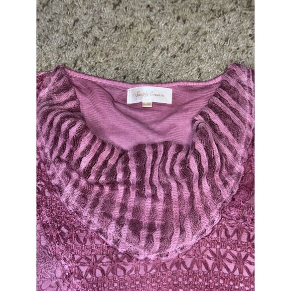 Womens Tunic Blouse Mauve Pink Floral Lace Cowl Asymmetric Fairy Lagenlook LARGE - Picture 5 of 13